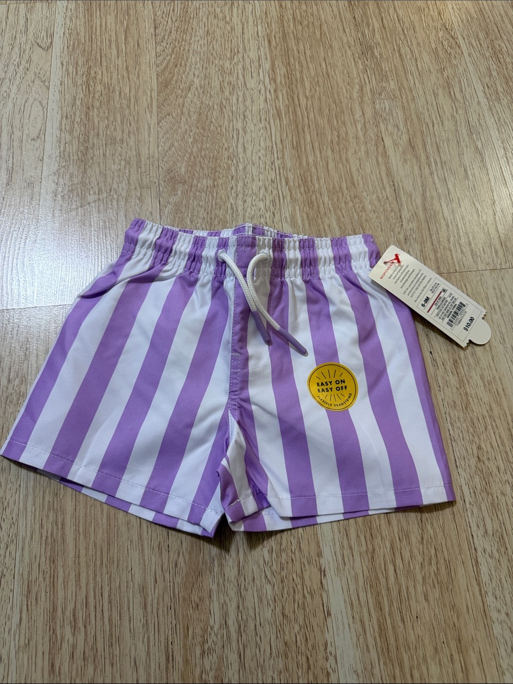 Kids' Purple and White Stripe Swim Shorts